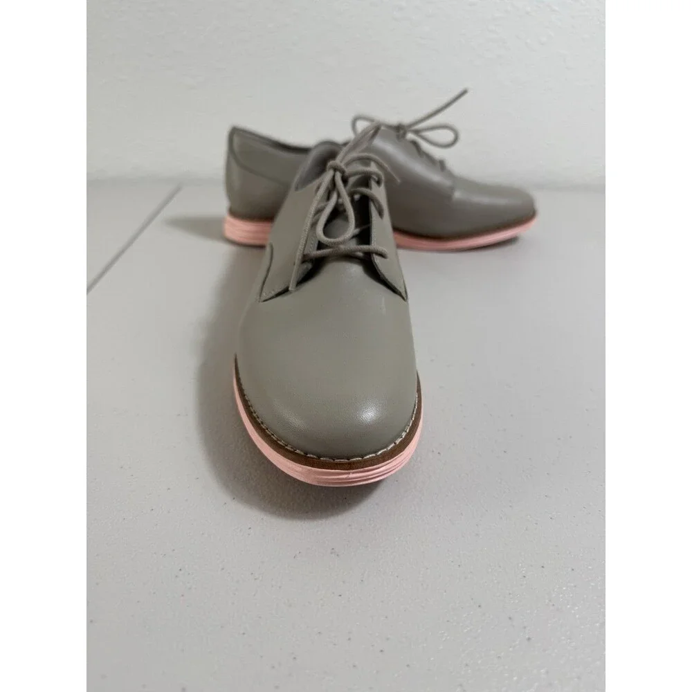 Cole Haan Original Grand Oxford Women’s 9.5B Gray Leather Pink Sole W17145 New